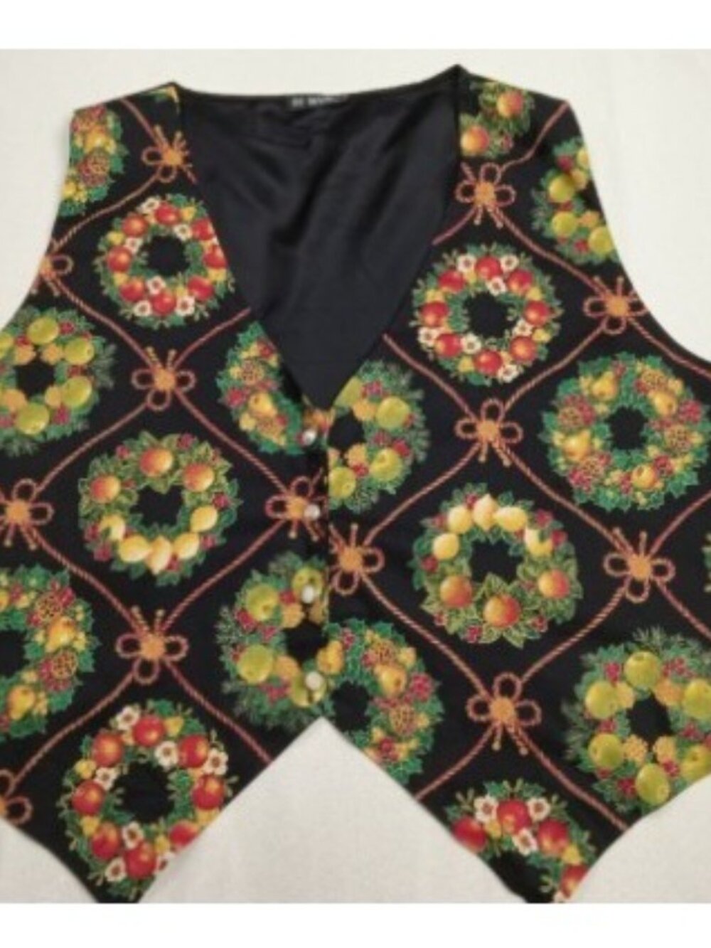 Vintage 111 Unisex Christmas Vest Cotton Button Size XL Christmas fruit wreaths